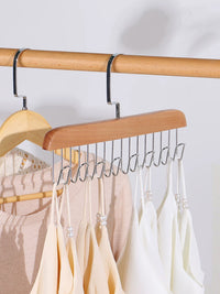 Wooden Multi-Hook Hanger for Scarves, Belts, and Accessories