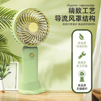 Portable USB Rechargeable Handheld Desk Fan with Phone Holder Base for Summer