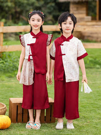 Children's Hanfu Style School Uniform Set for Performances and Sports Events