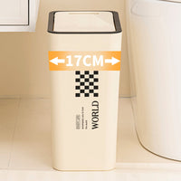 Slim Press-Top Trash Can with Lid for Bathroom & Home, 10L