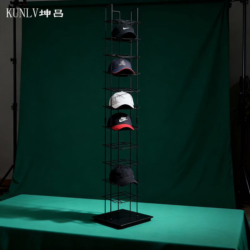 Multi-Layer Freestanding Hat Display Rack for Retail Stores - Baseball Cap Organizer