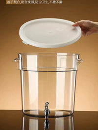 Thickened PC Beverage Dispenser with Faucet, Round/Square Cold Drink Ice Bucket for Iced Tea, Juice, Milk