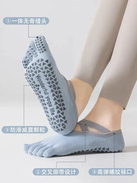 Women's Non-Slip Five-Toe Yoga Pilates Socks for Indoor Fitness & Running