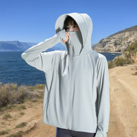 Women's Ice Silk Sun Protection Hoodie with Wide Brim - Lightweight & Breathable