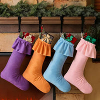 Large Ruffled Christmas Stocking with Hanging Loop for Fireplace & Christmas Tree Decoration