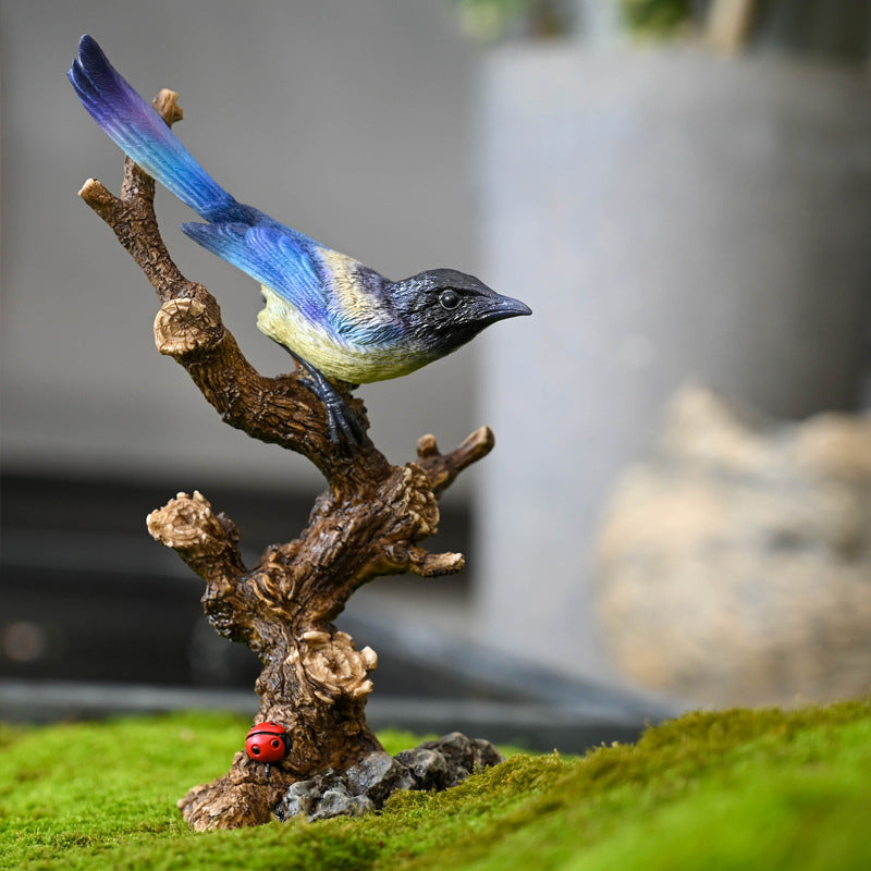 Creative Simulation Magpie Bird Ornament for Garden Bonsai Landscape Decoration