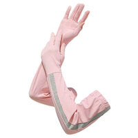 Unisex Long Ice Silk Sun Protection Arm Sleeves for Outdoor Driving and Cycling