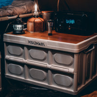 Outdoor Foldable Storage Box, Portable Camping Organizer, Plastic Snack Drink Container, Multi-functional Seat and Table