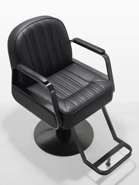 Modern Hydraulic Reclining Barber Chair for Hair Salon, Stainless Steel Base, Adjustable Swivel Styling Chair