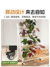 Freestanding Balcony Plant Stand with Wheels, 2026 New Iron Art Flower Rack for Living Room, Multi-tier Storage Shelf