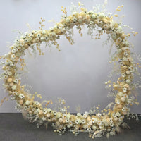 Heart-Shaped Iron Arch with Champagne Floral Decor for Weddings & Proposals