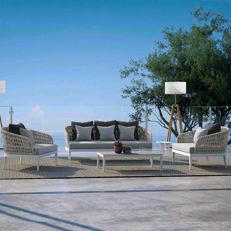 Outdoor Wicker Rattan Sofa Set with Coffee Table for Patio Balcony Villa Terrace