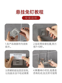 Stainless Steel Adhesive Hooks for Bathroom Kitchen, No-Drill Wall Mount Hanger Clips