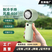 2025 Handheld Cooling Fan with Digital Display, Foldable Neck-Mounted Rechargeable Ice-Cooling Fan