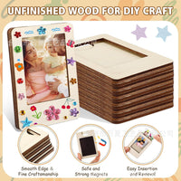 DIY Unfinished Wooden Magnetic Photo Frame Kit with Watercolor Pens and Stickers