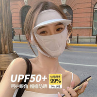 Women's Ice Silk UV Protection Face Mask with Brim for Cycling and Sun Protection
