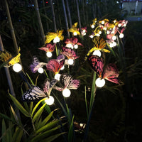 Solar Powered Butterfly Garden Stake Lights Outdoor Waterproof LED Decorative Lawn Lamps with Fiber Optic Swaying Butterflies