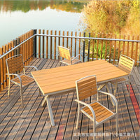 Outdoor Wood-Plastic Composite Dining Set for Patio Garden - Weatherproof & Sun-Resistant