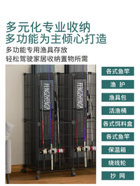 Fishing Rod and Golf Club Storage Rack with Wheels
