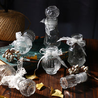 Mini Embossed Glass Vase with Lace Lid - Creative Desktop Decor