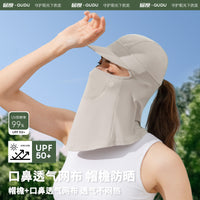 Cycling Sun Protection Full Face Mask with Brim and Neck Flap, Breathable UV Protection Hood