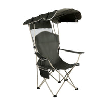 Portable Folding Camping Chair with Canopy, Reclining Beach Shade Armchair for Outdoor Activities
