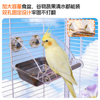 Stainless Steel & Acrylic Hanging Bird Feeder for Parrots, Peonies, and Cockatiels