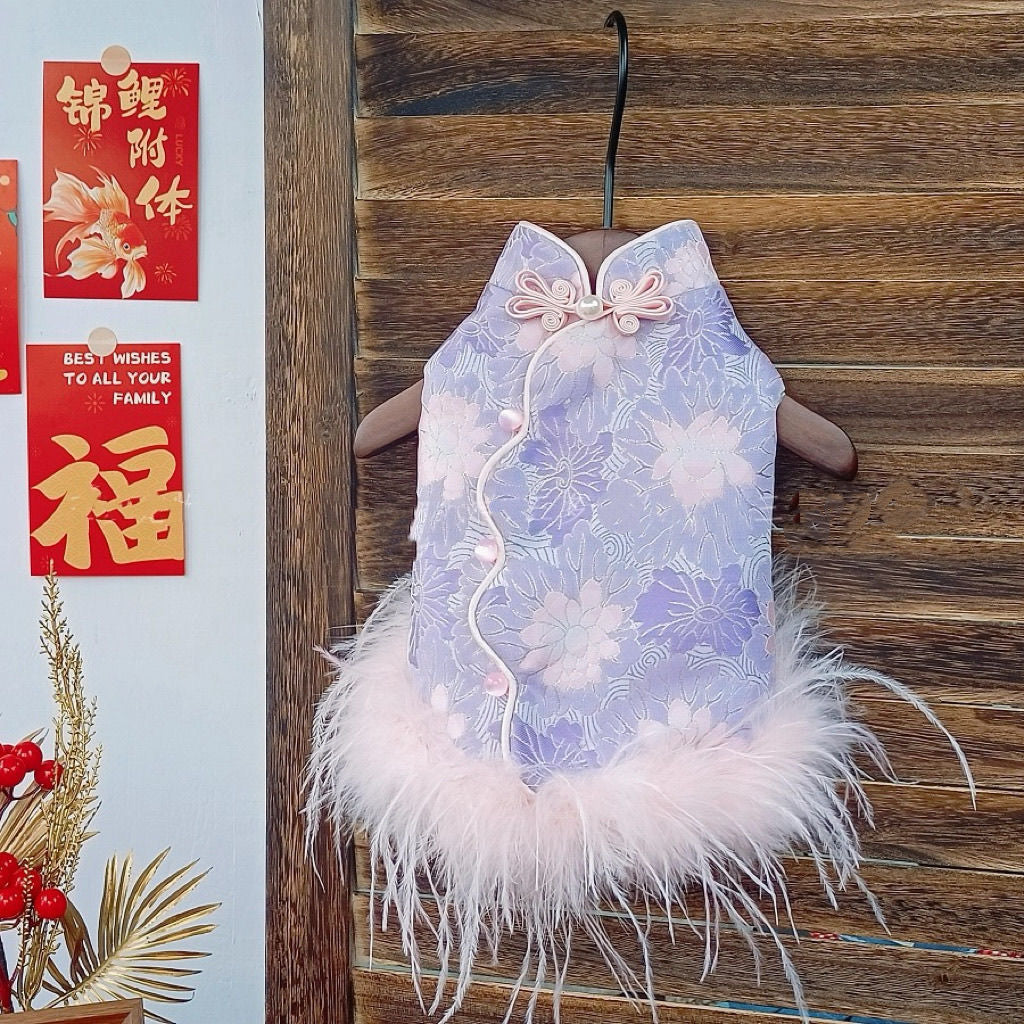 Pet Chinese New Year Tang Suit with Plush Lining for Small Dogs