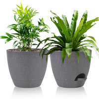 Self-Watering Planter Pots with Water Level Indicator for Indoor Outdoor Plants, 6.5-7.5 Inch Plastic Flower Pots