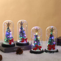 Light-Up Glass Christmas Tree Ornament Mini LED Night Light Desktop Decoration Creative Christmas Gift