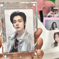 Shining Star 3-inch Acrylic Card Holder, Magnetic Photo Frame & Display Stand for Polaroid & Small Cards