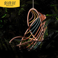 Nordic Indoor/Outdoor Woven Rattan Hanging Basket Chair for Balcony & Patio
