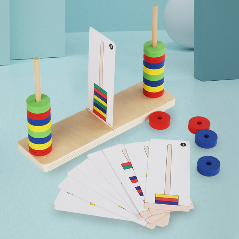 Montessori Wooden Magnetic Rainbow Ring Toss Game for Kids, Educational Color Recognition & Coordination Toy