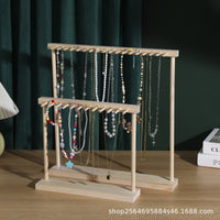 Solid Wood Necklace and Bracelet Display Stand for Jewelry Countertop and Live Selling