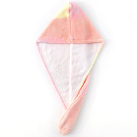 Rainbow Gradient Coral Fleece Hair Drying Towel Cap for Women