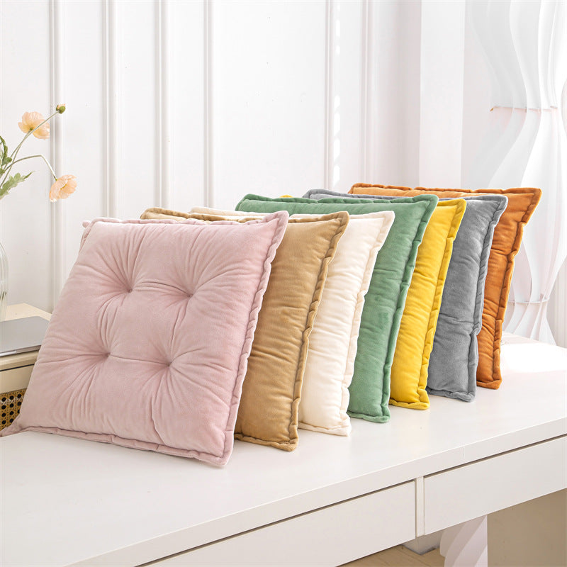 Solid Color Plush Thickened Square Chair Cushion for Dining, Office, or Student Seating