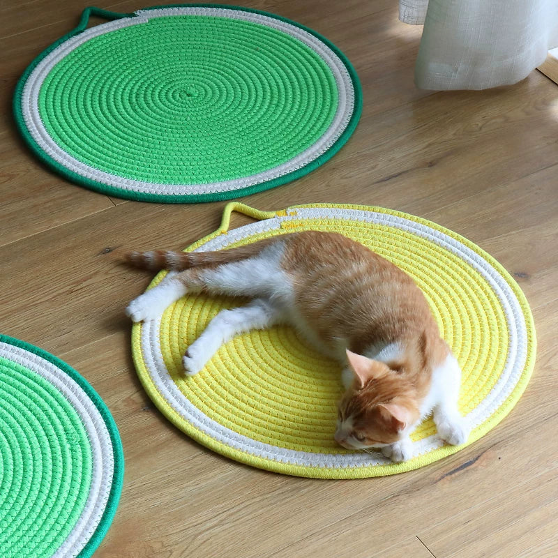 Hand-Woven Cotton Rope Cat Paw Pad - Scratch-Resistant Pet Sleeping Mat