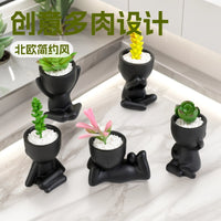 Nordic Style Succulent Planter Pot Creative Resin Desktop Ornament for Small Plants