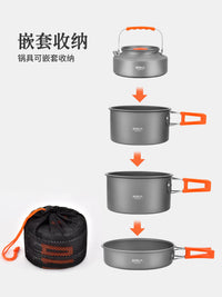 Portable Non-Stick Camping Cookware Set with Frying Pan and Pot for Outdoor Backpacking
