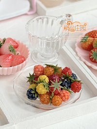 Miniature Dollhouse Food Model Strawberry Raspberry Bread Clay for BJD OB11 Dolls