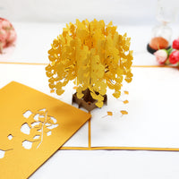 Ginkgo Tree 3D Pop-Up Greeting Card for Teachers & Friends, Handmade Laser-Cut Message Card