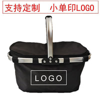 Foldable Insulated Picnic Basket with Logo Print, Cooler Bag for Car and Food Delivery
