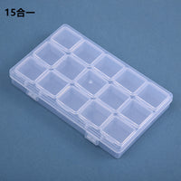 Clear 15-Grid Nail Art Storage Box with Individual Lids, Mini Bead Organizer for Desktop