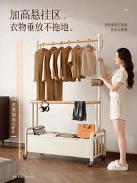 Wooden Freestanding Garment Rack with Shelf for Bedroom and Entryway