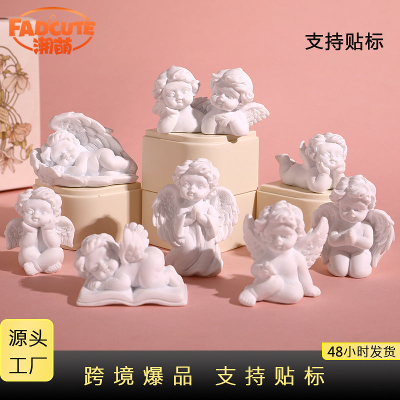 2025 New European Angel Resin Figurine for Car Dashboard & Desktop Decor