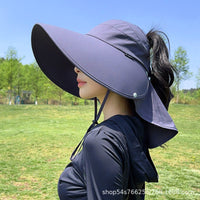 Women's Summer Sun Protection Shawl Hat Ice Silk Fisherman Hat Outdoor Hiking Cap with Large Head Circumference