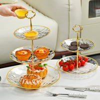 PET 3-Tier Dessert and Snack Display Stand with Stone Pattern Trays