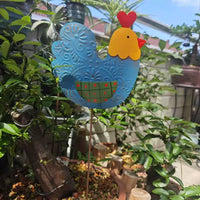 Iron Art Chicken Garden Stake Outdoor Yard Lawn Balcony Villa Decoration Ornament