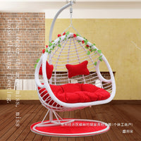 Indoor Outdoor Wicker Hanging Basket Chair with Stand, Rattan Swing Hammock for Patio Balcony Garden