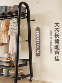 Mobile Garment Rack with Top Shelf & Shoe Rack, Heavy-Duty Clothes Drying Rack for Bedroom & Indoor Use